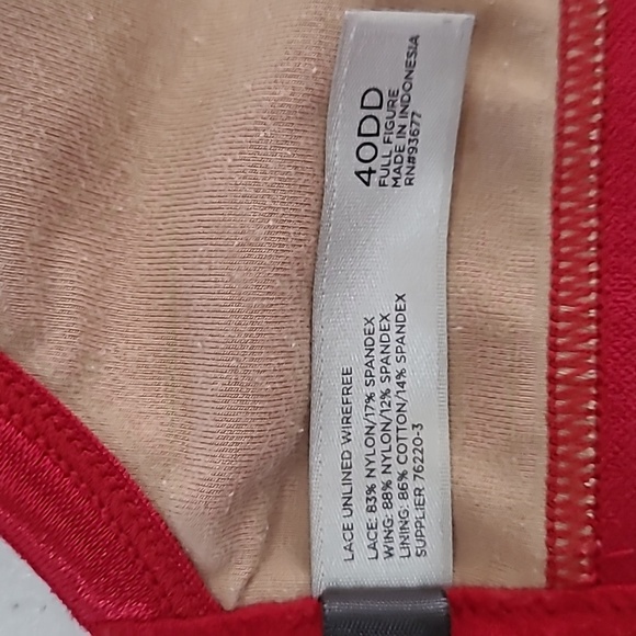 Ambrielle Red Lace Unlined Wirefree Full Figure Bra size 40DD - Picture 7 of 8